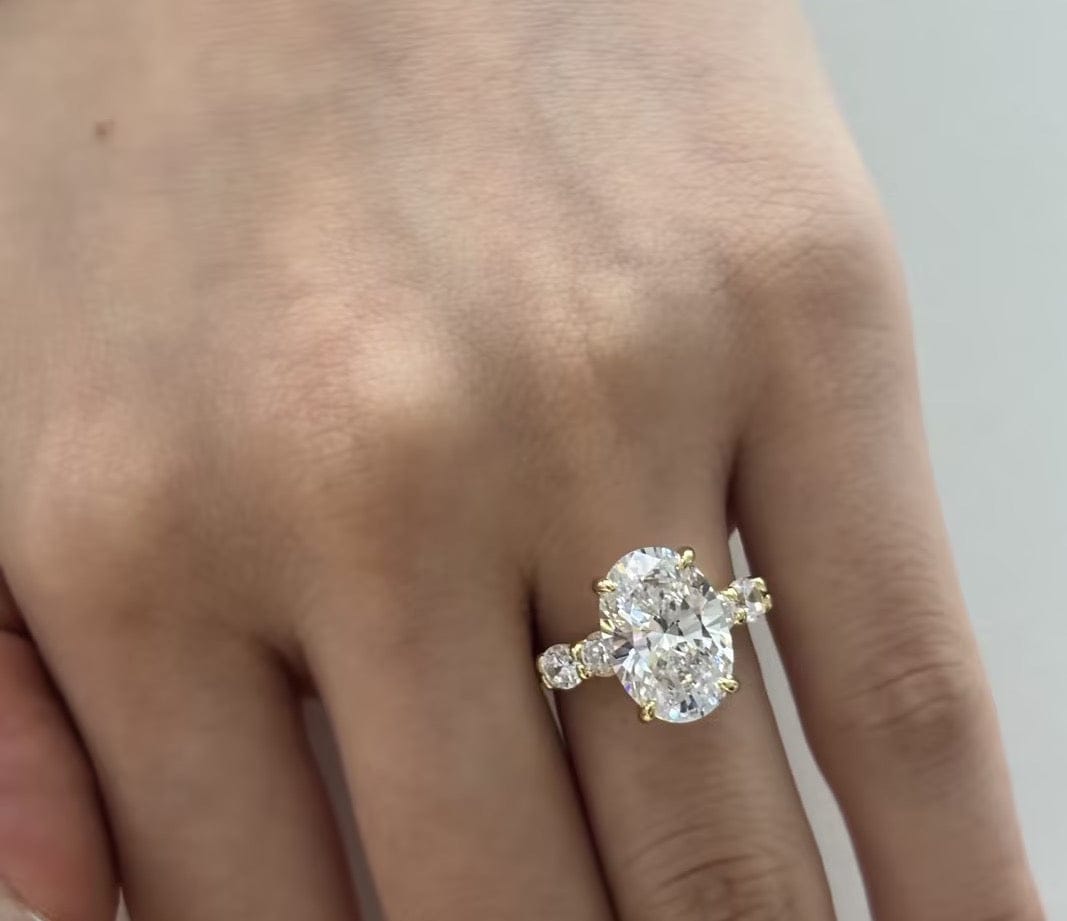 Customer photo review of S925 Hidden Halo 5.5Ct Oval Cut Side Stone Engagement Ring Anniversary Ring Gift