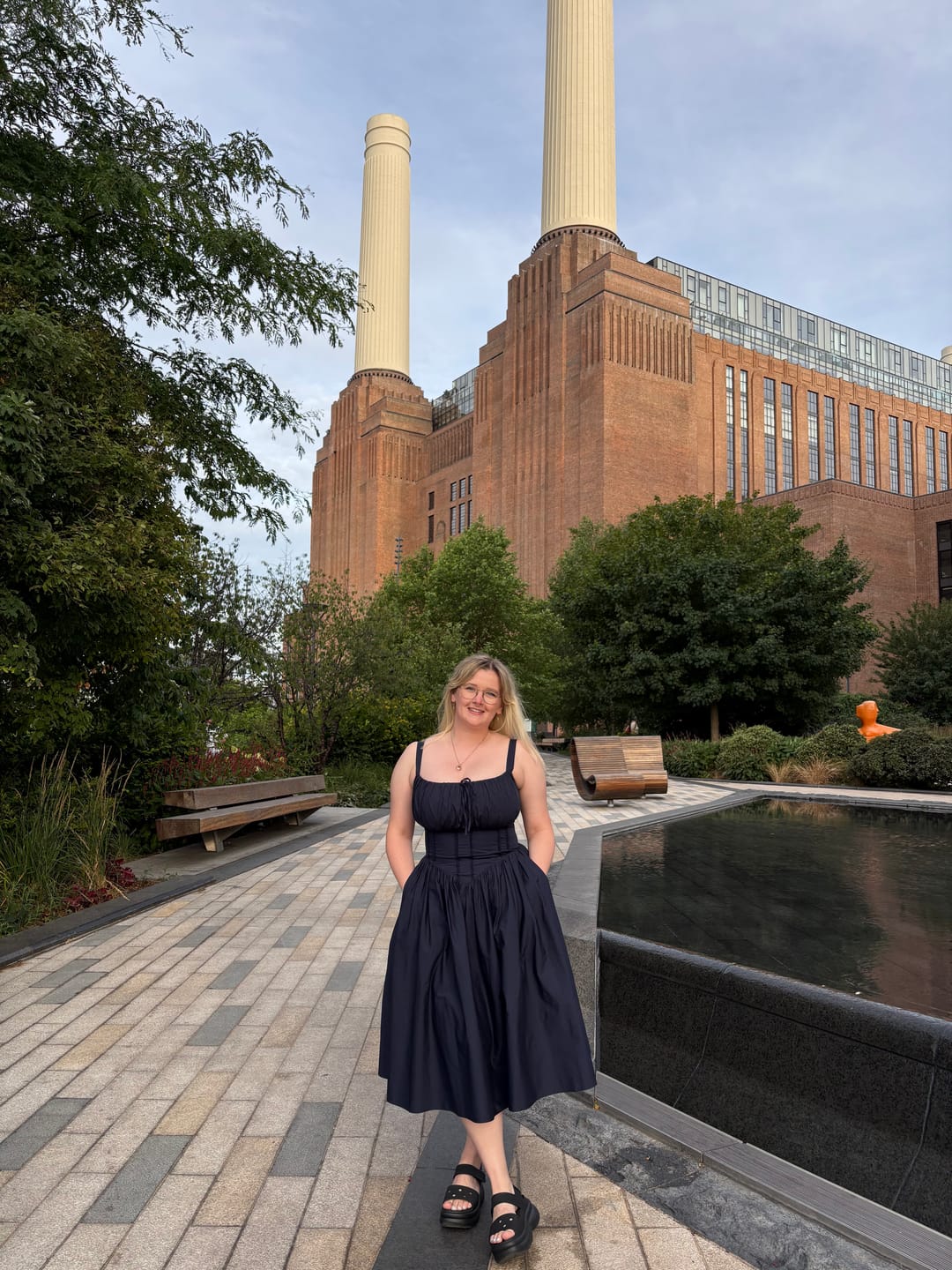 Customer photo review of 'Camille' Navy Fuller Bust Midi Cotton Dress