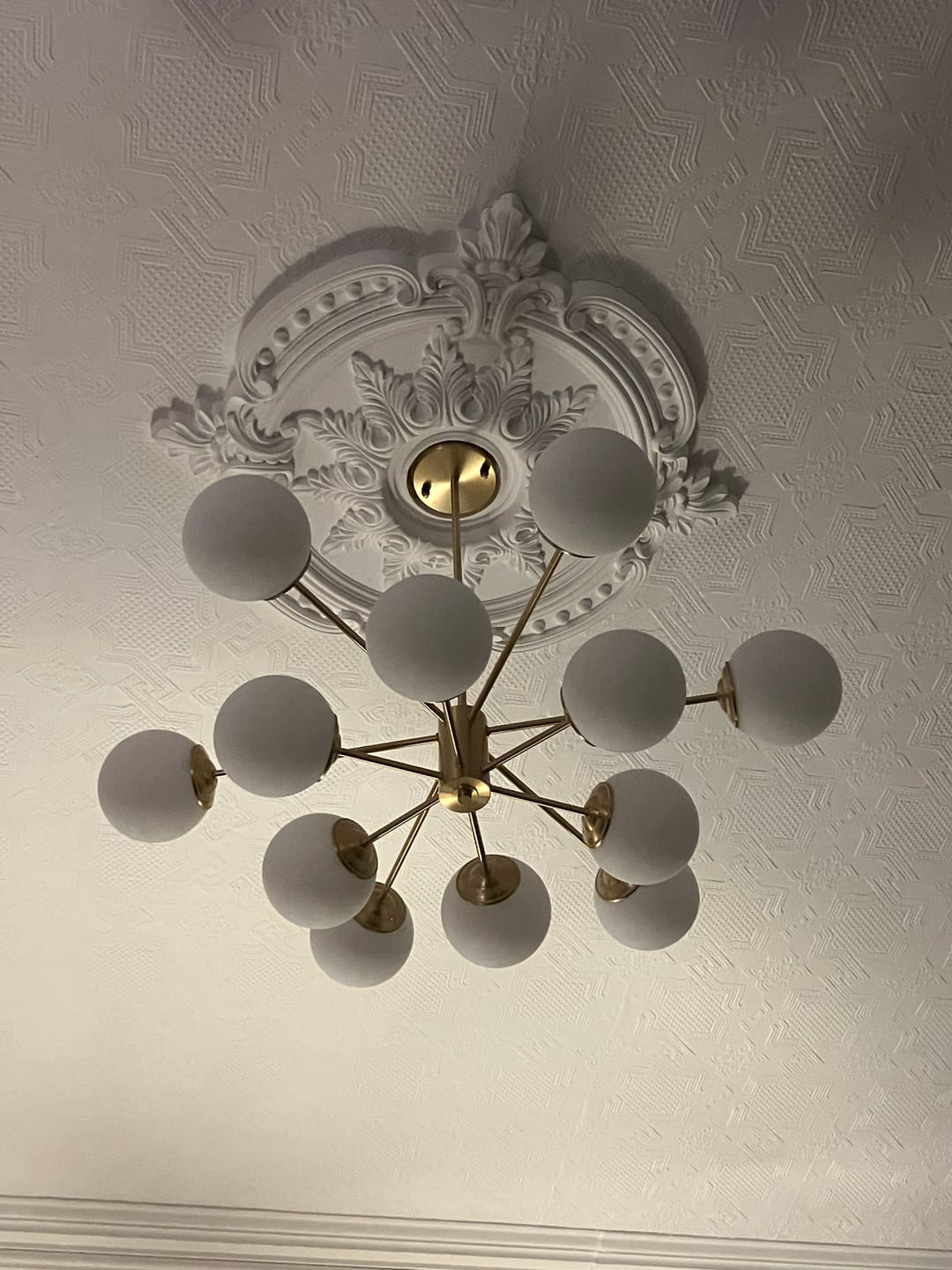 Customer photo review of 12-Light Two-tier Sputnik Opal Globe Chandelier