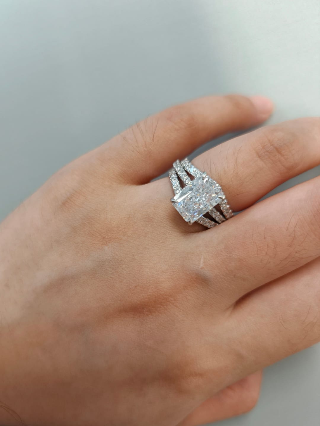 Customer photo review of S925 Vintage Insert 0.9 Round Cut Wedding Band Engagement Ring Enhancer In Sterling Silver