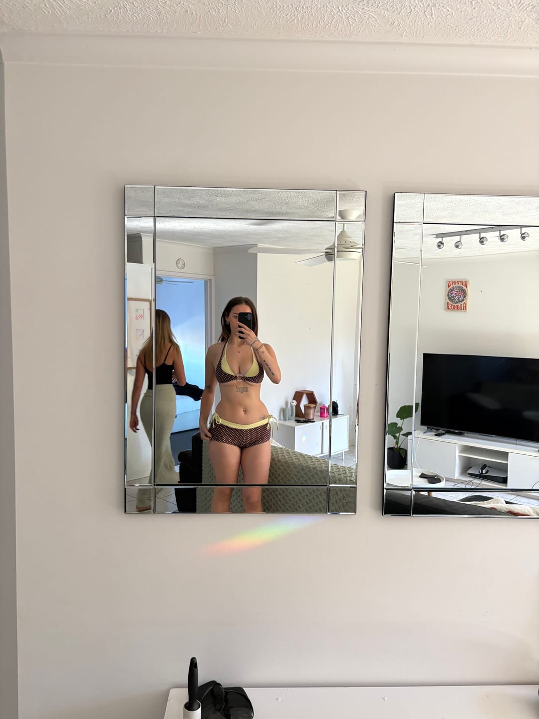 Customer photo review of Seamolly Contrast Color Polka Dot Print O Ring Double Layer Bikini Set