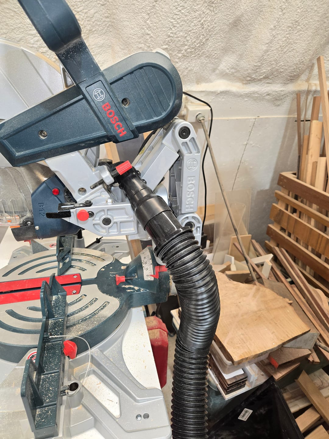 Customer photo review of Dust Collection Chute for Bosch Axial Glide Miter Saw