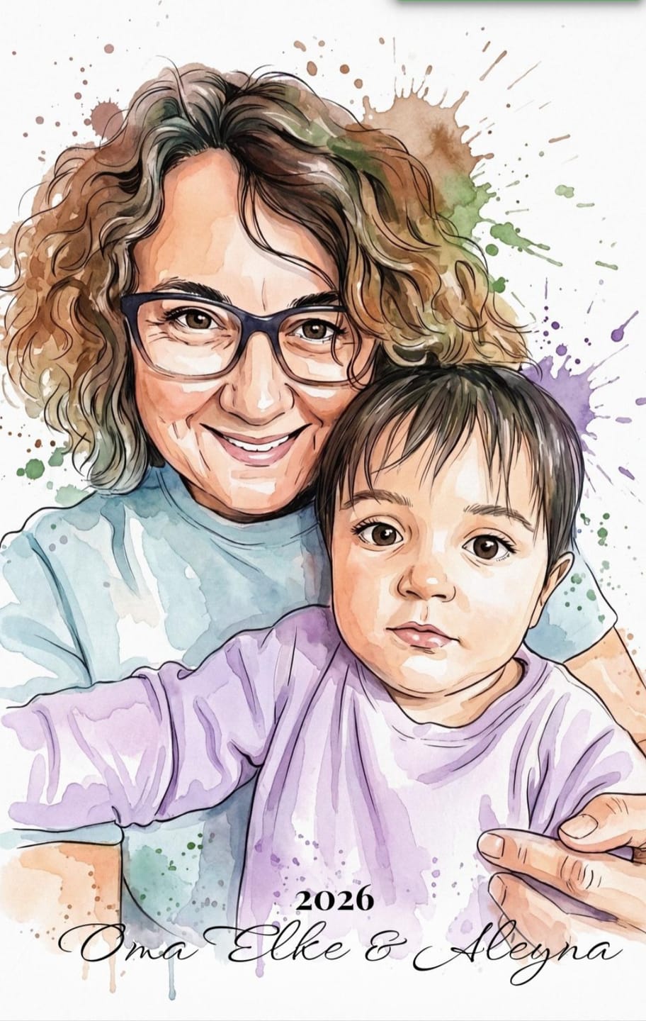 Customer photo review of Foto deines Baby im Aquarell-Stil | Geschenk zur Geburt
