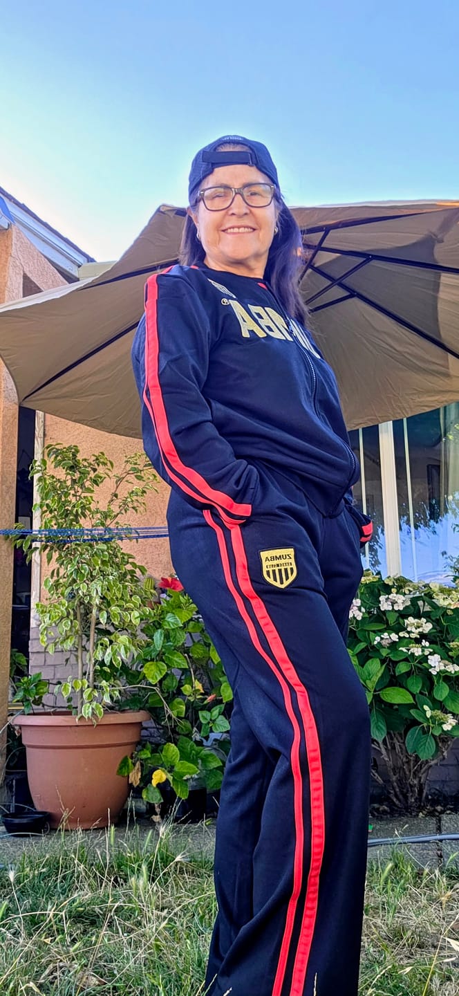 Customer photo review of Victory Wide Leg Track Pants