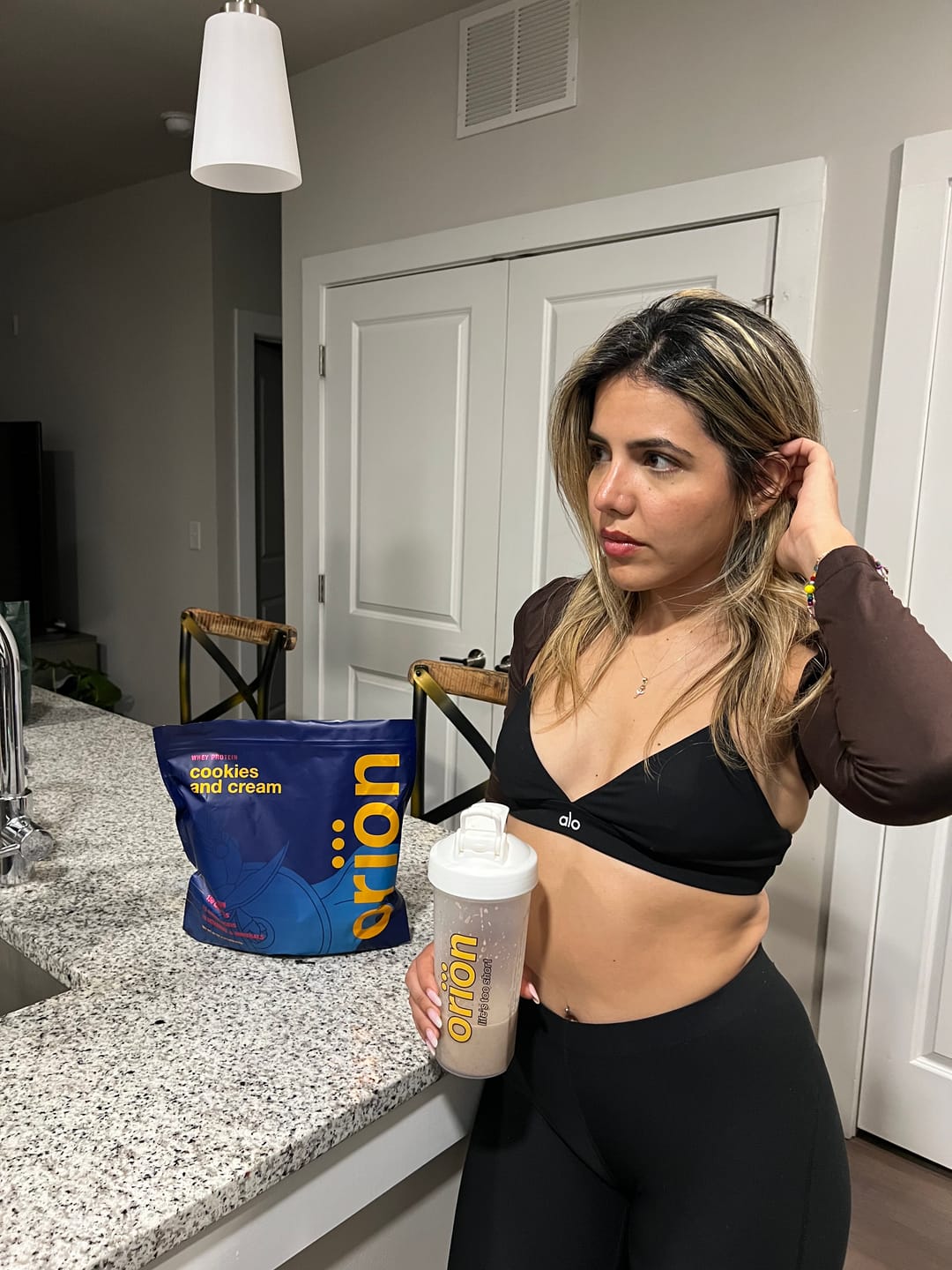 Customer photo review of Premium Cookies & Cream Whey Protein