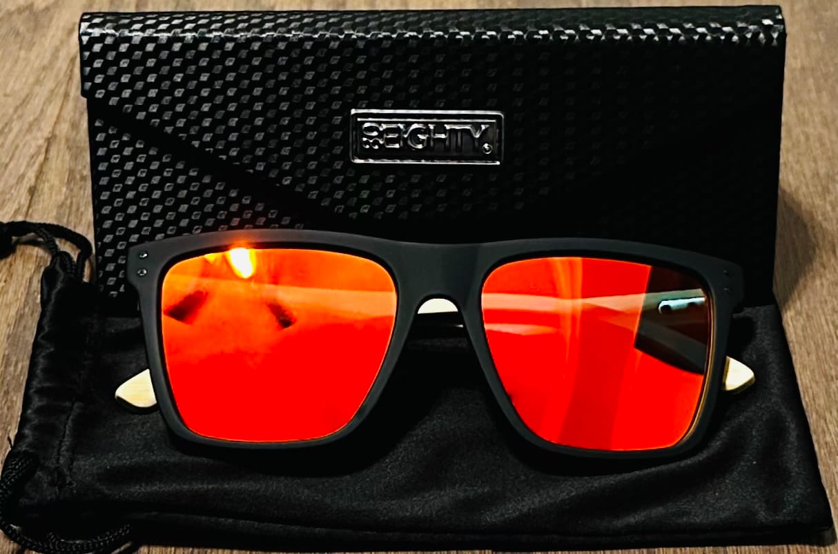 Customer photo review of 80Eighty® Polarized Bamboo Sunglasses - Red