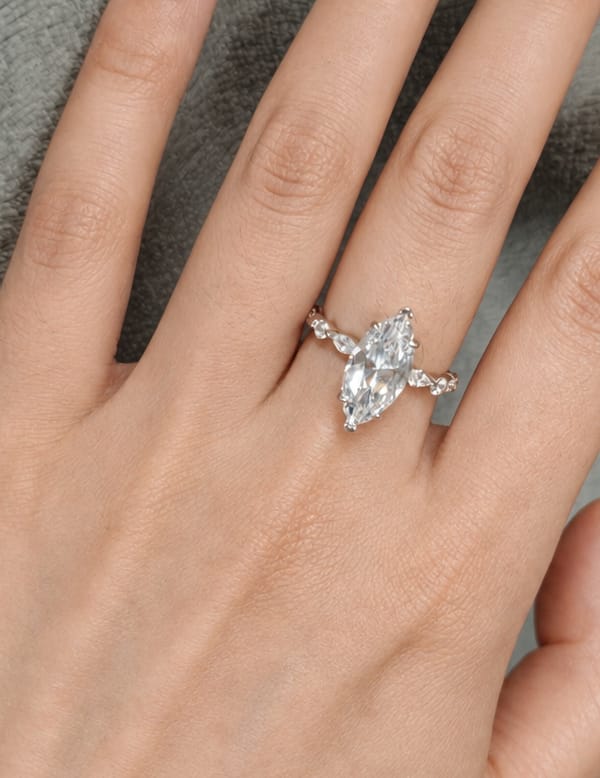 Customer photo review of S925 3.0Ct Marquise Cut Engagement Ring Travel Ring Everyday Wearable Ring In Sterling Silver