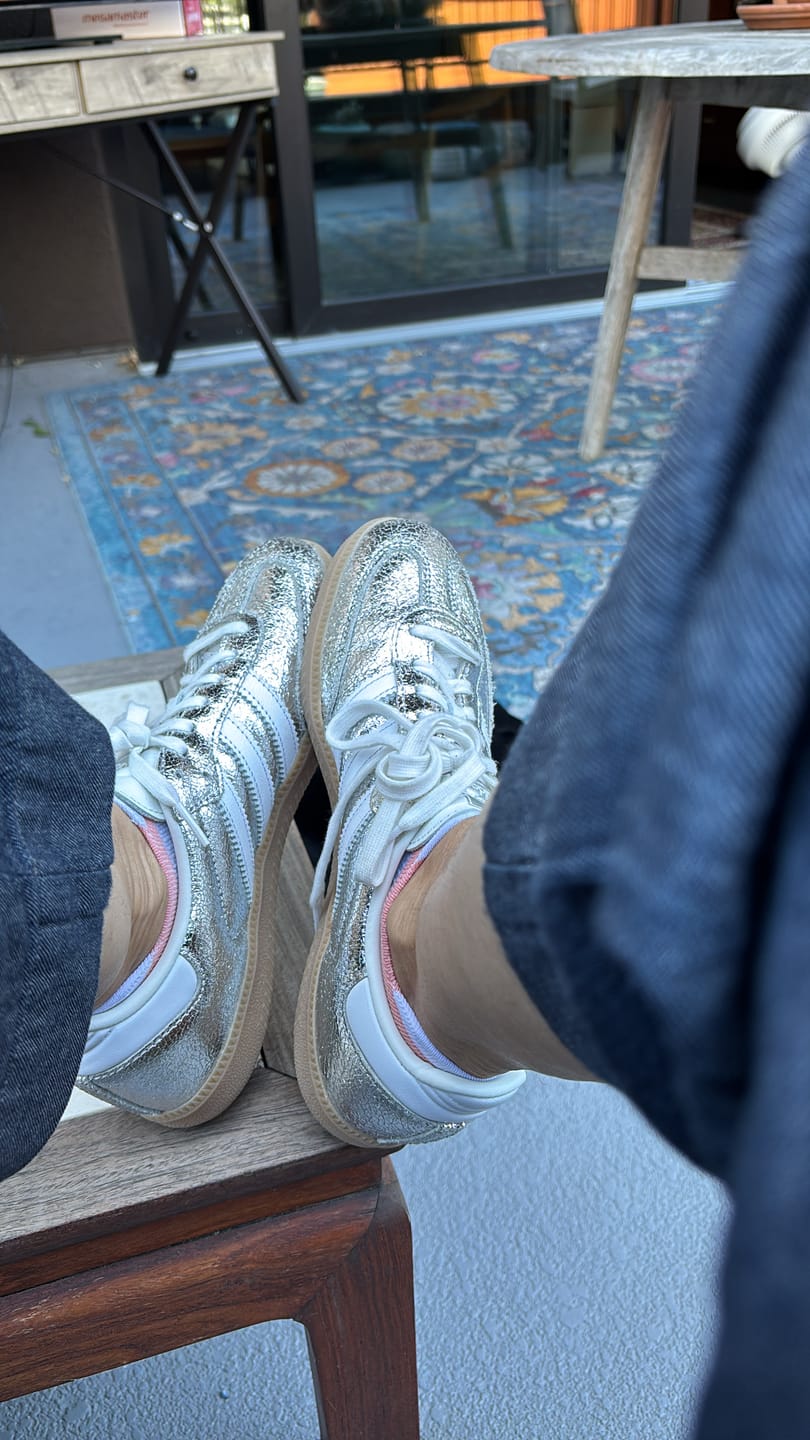 Customer photo review of adidas Samba OG Silver Metallic Cracked Leather Women's