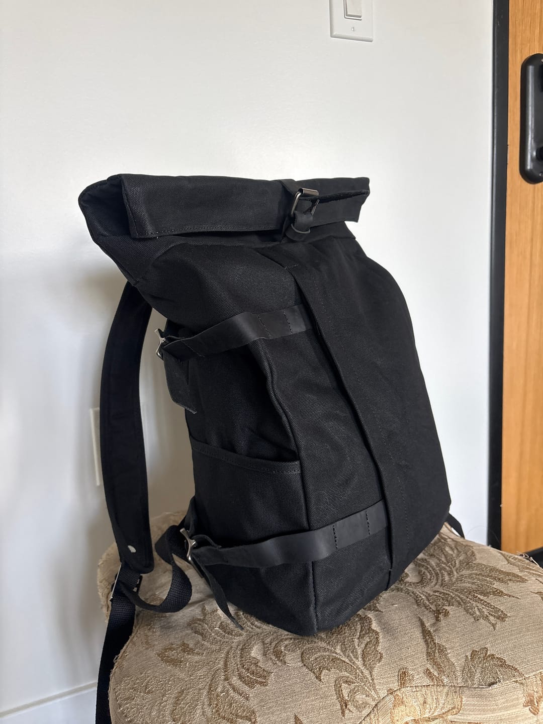 Customer photo review of The Road Warrior - Waxed Canvas Motorcycle Backpack