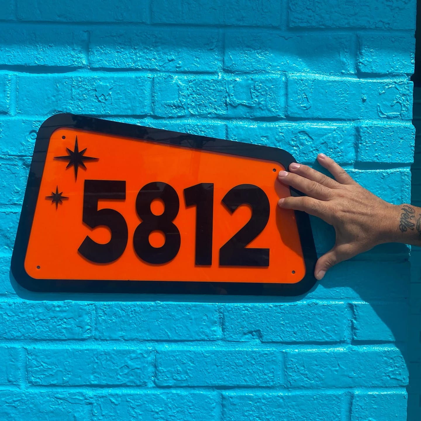 Customer photo review of Mid Century Modern House Number Sign, Custom Address Sign #23