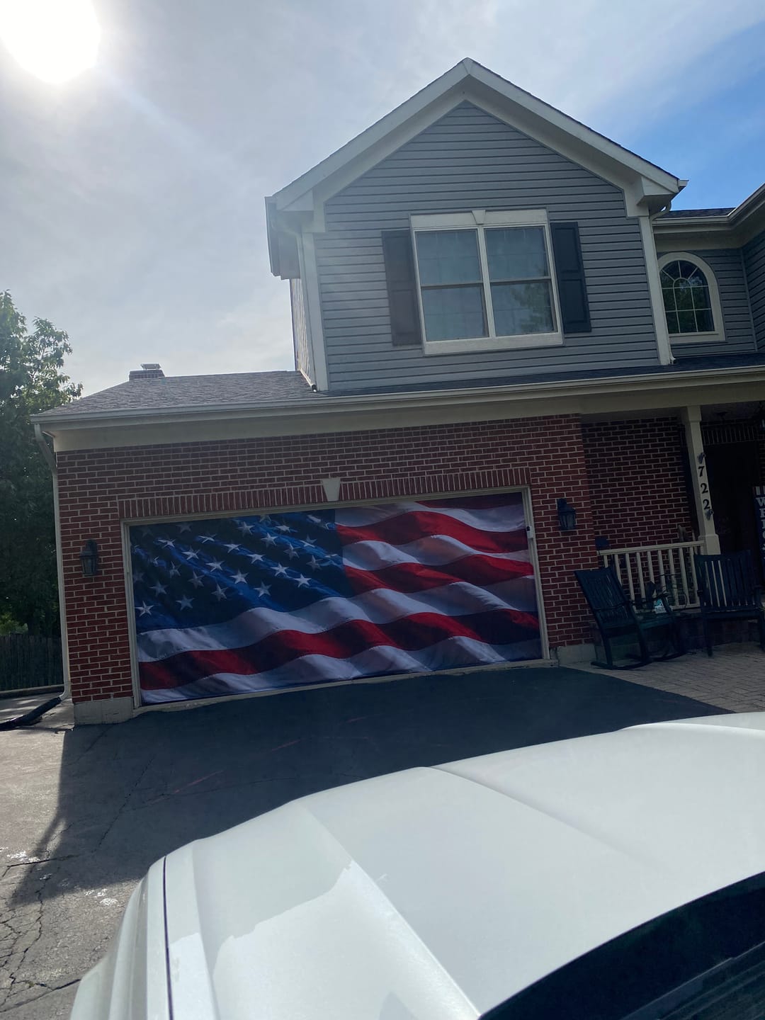 Customer photo review of Patriotic American Flag - Garage Door Cover