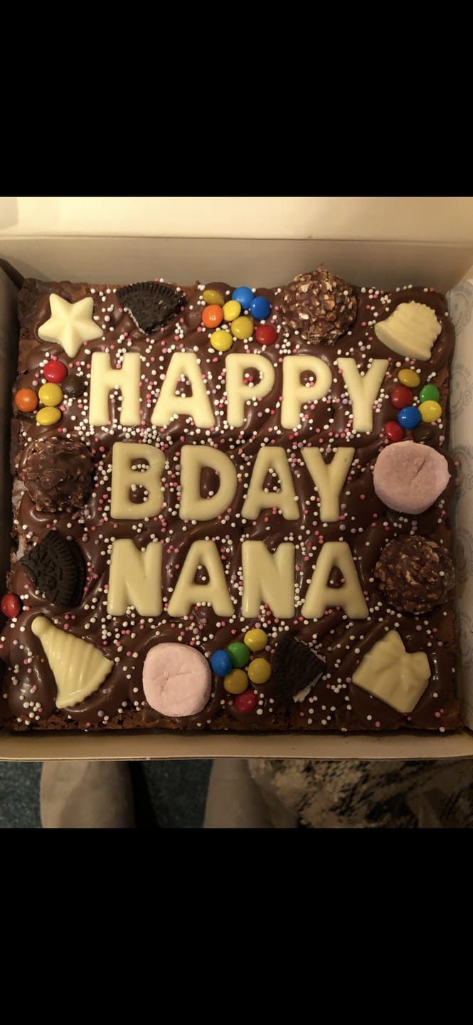 Customer photo review of Custom message birthday brownie