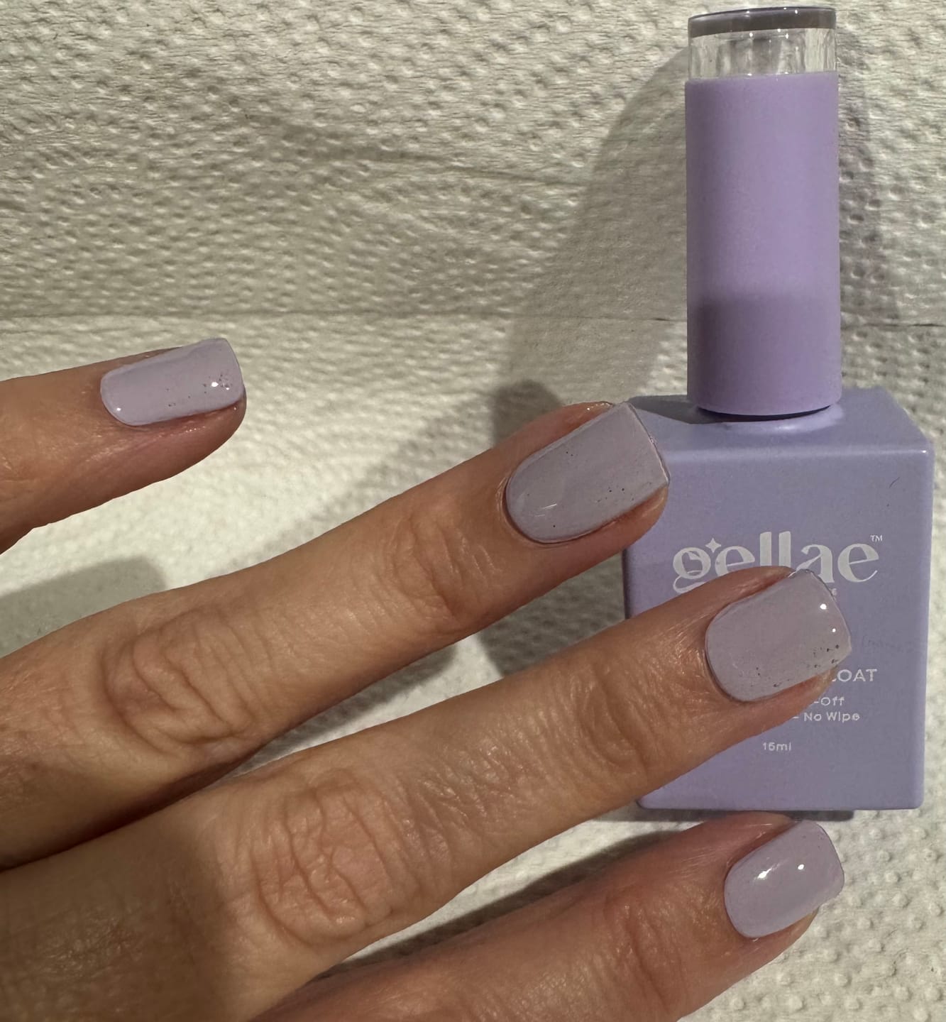 Customer photo review of Wisteria Purple DIY Semicured Gel Nail Sticker Kit