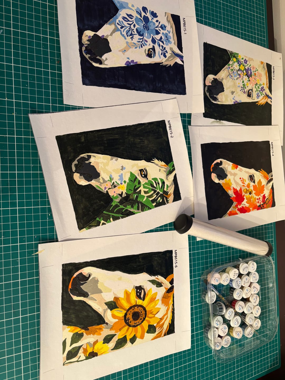 Customer photo review of 6 Mini Paintings - Flower Horses Set