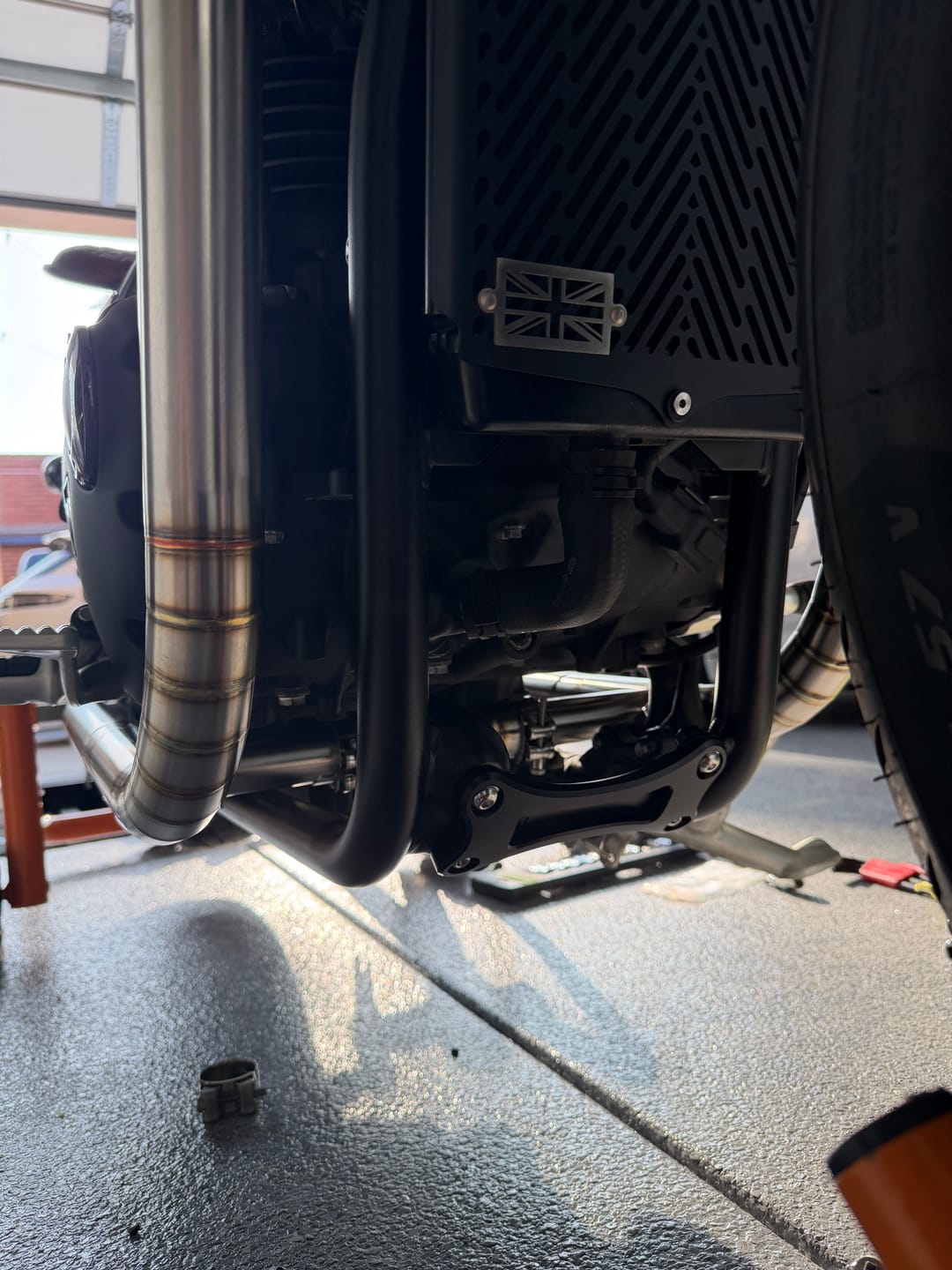 Customer photo review of Triumph Bobber Machined Frame Cradle Brace Stiffener - Brogue Moto