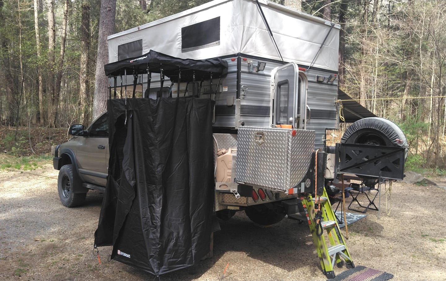 Customer photo review of OPENROAD Quick-Open Overland Shower/Privacy Awning V2