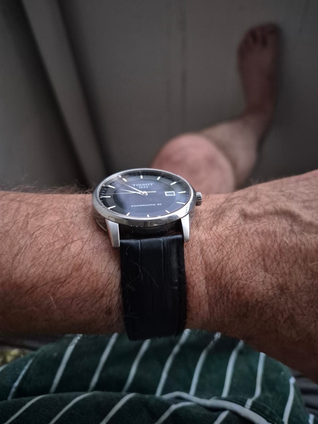 Customer photo review of Genuine Leather Calfskin Premium Watch Strap with Stainless Steel Deployant Butterfly Clasp