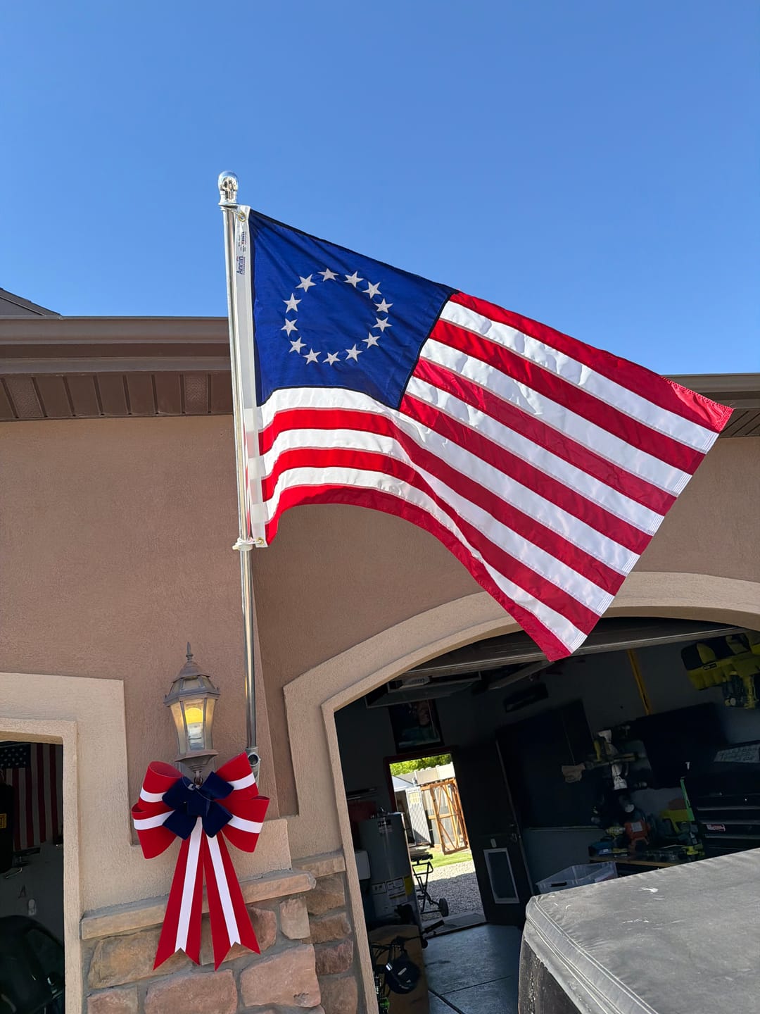 Customer photo review of Betsy Ross Flag - Fully Sewn and Embroidered