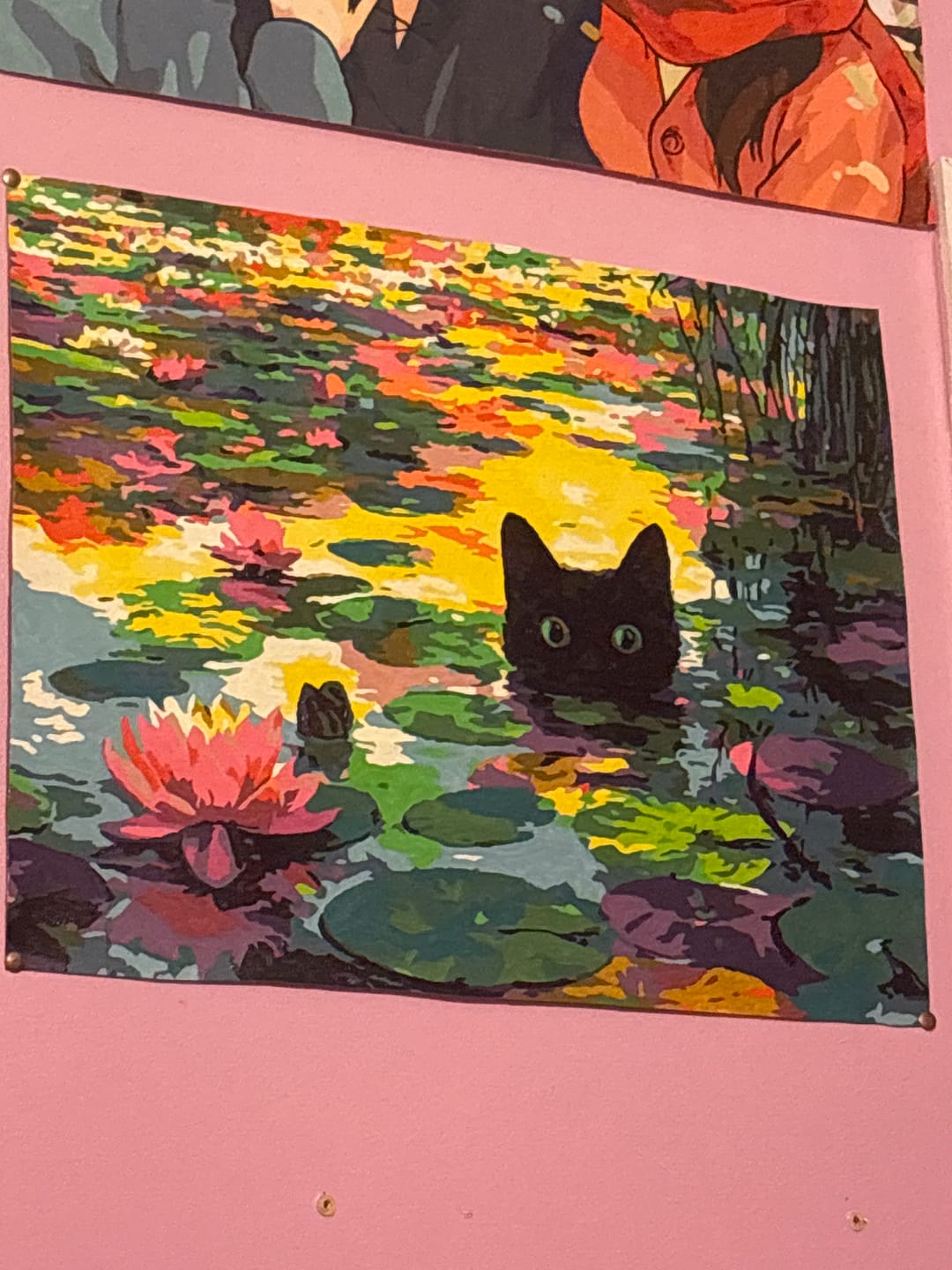 Customer photo review of A Water lilies cat | Paint by Number