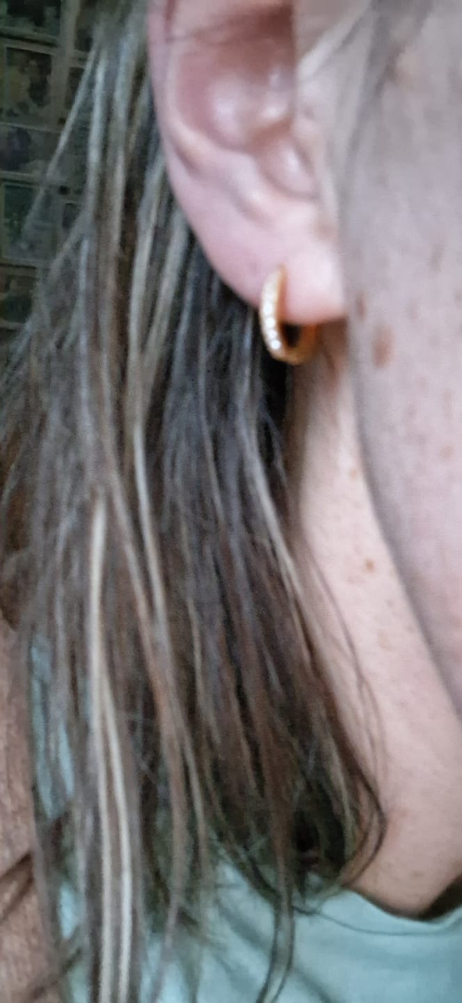 Customer photo review of Small Pave Hoops Gold