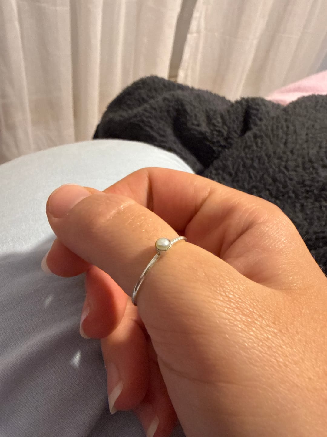Customer photo review of Tiny Treasure Pearl Ring