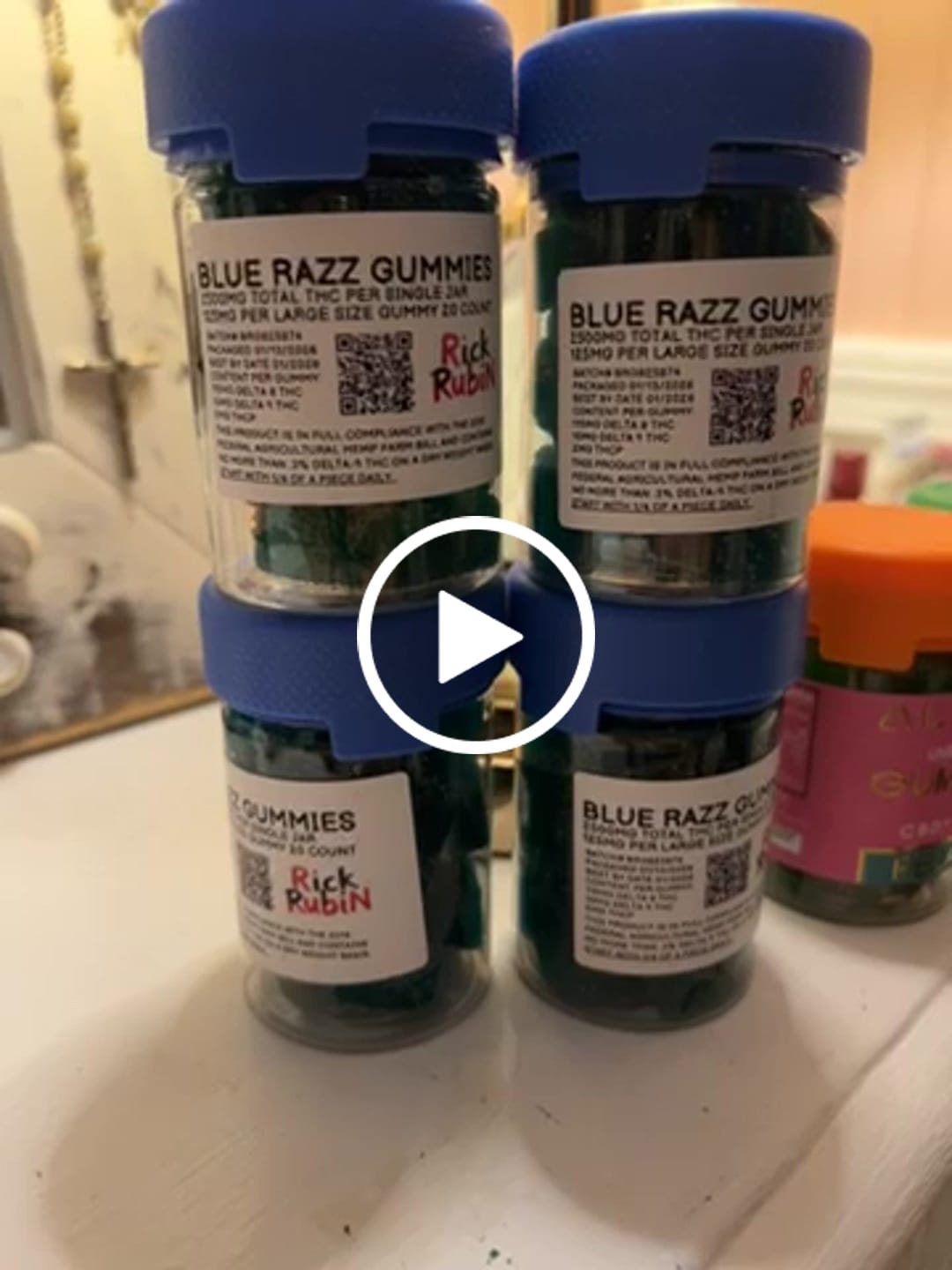 Customer video review of Blue Razz THC Gummies D8 D9 THCP 5000mg 40 Ct