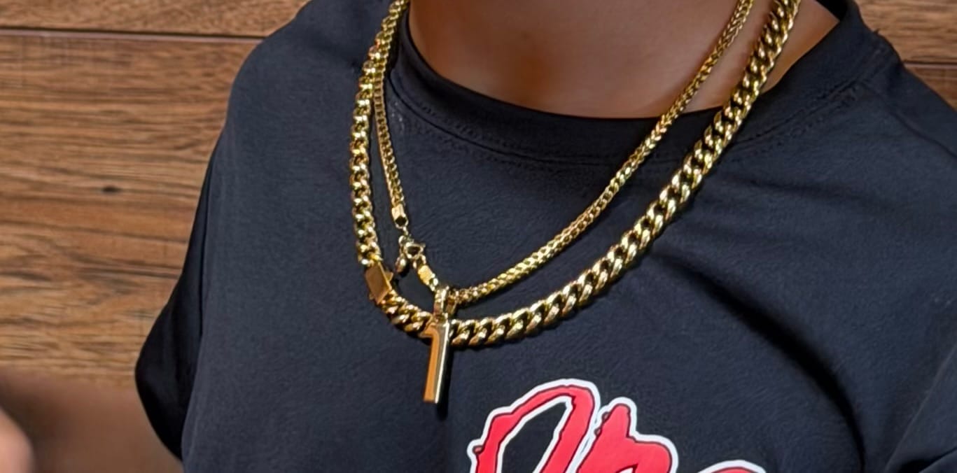 Customer photo review of Signature Jersey Number Pendant 18K Plated Gold