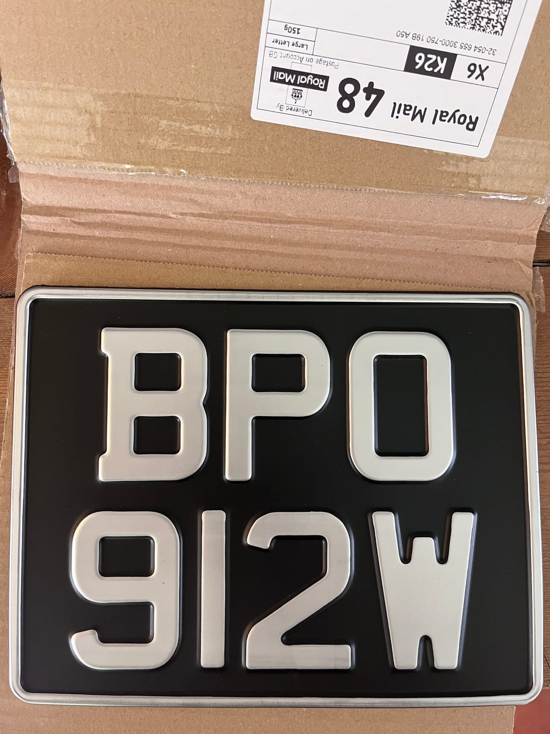 Customer photo review of Classic Metal Pressed Motorcycle Number Plate - 9 x 7 Inches