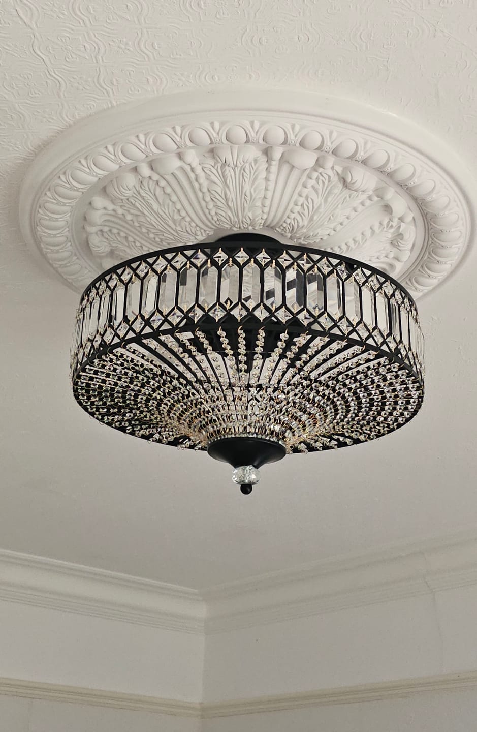 Customer photo review of Carved Crystal Drum Semi Flush Mount