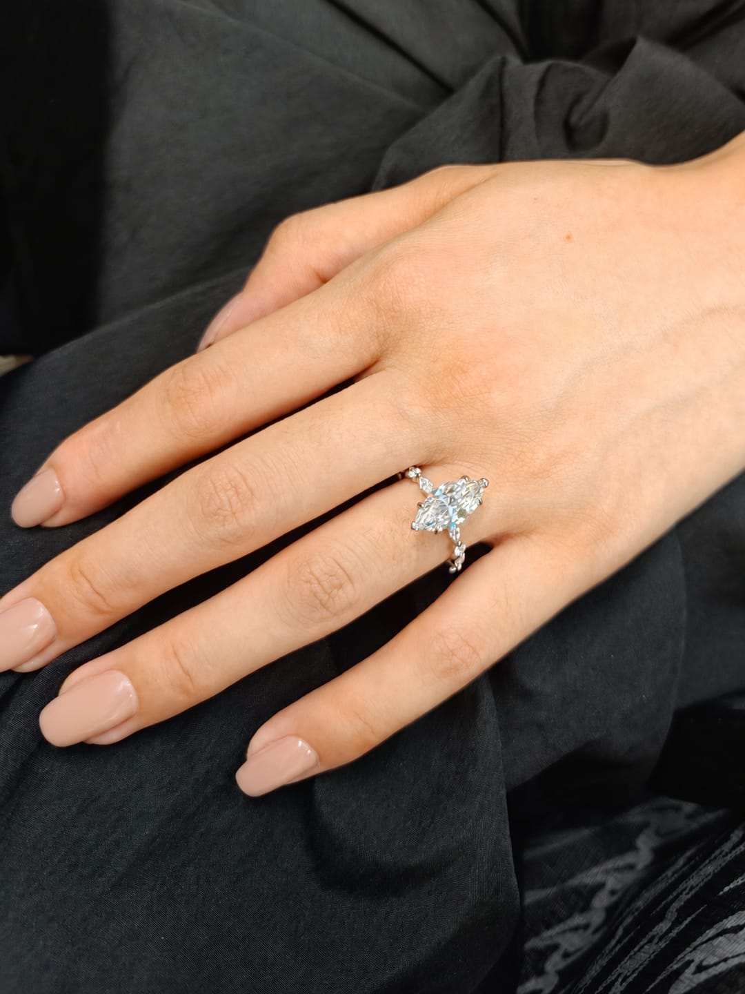Customer photo review of S925 3.0Ct Marquise Cut Engagement Ring Travel Ring Everyday Wearable Ring In Sterling Silver