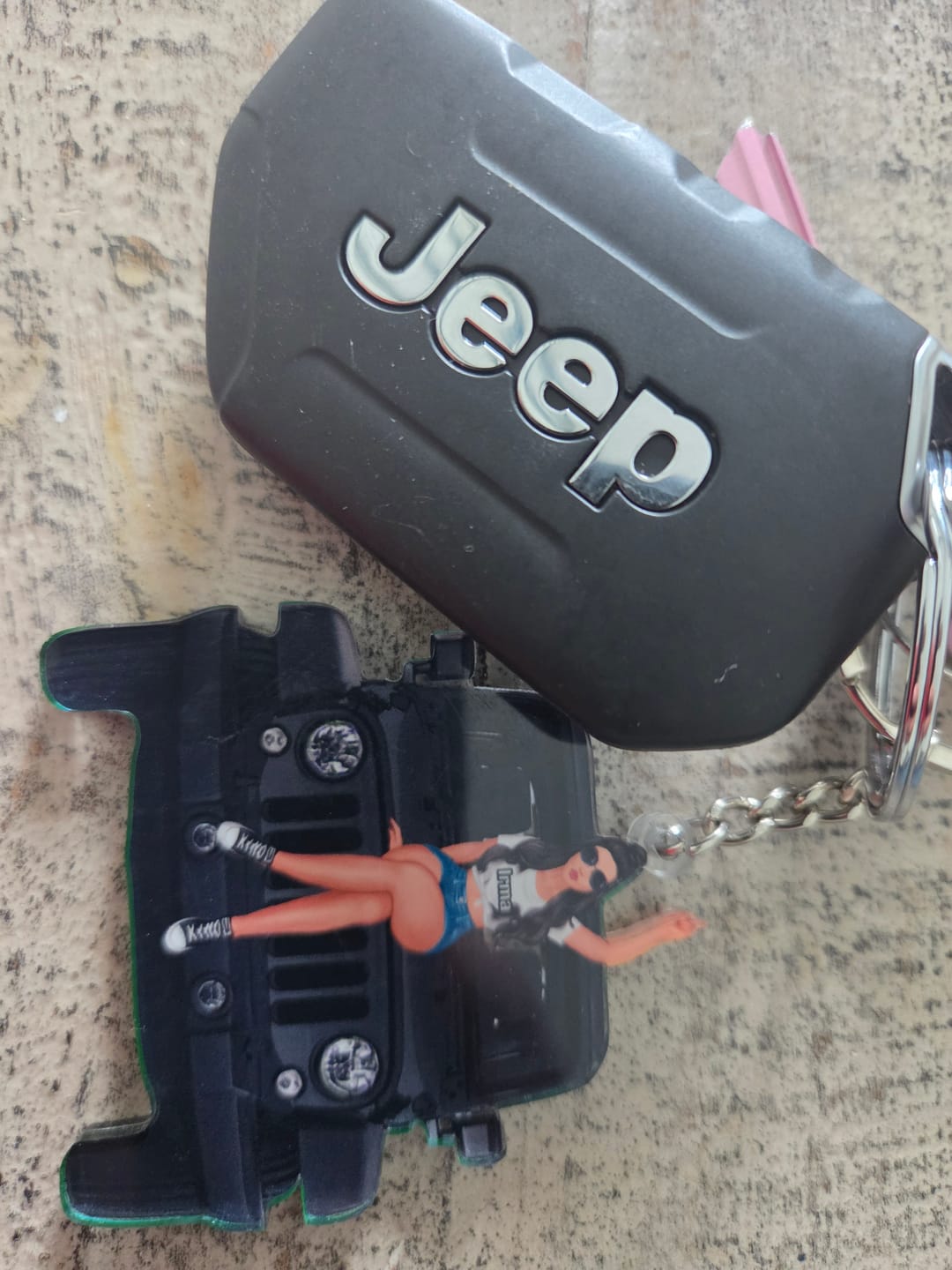 Customer photo review of Personalized A Girl With Off-Road Car And Dog Keychain Gift For Journey Girls