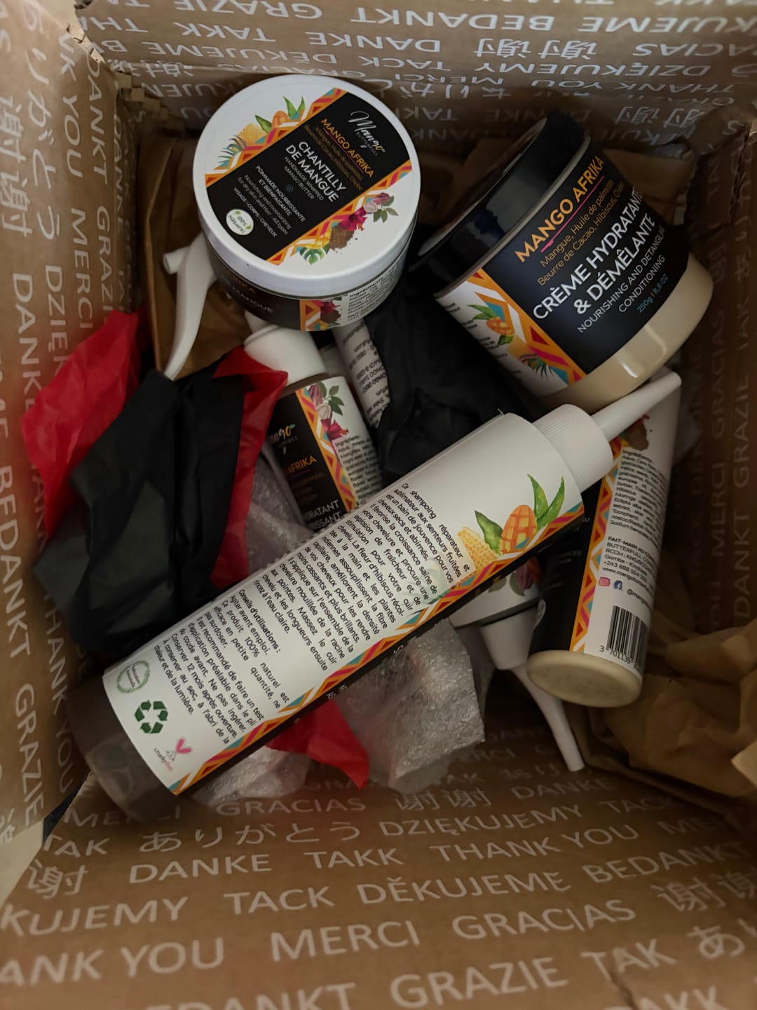 Customer photo review of Pack Routine Complète MANGO AFRIKA – 6 ou 9 Soins Naturels Cheveux Afros