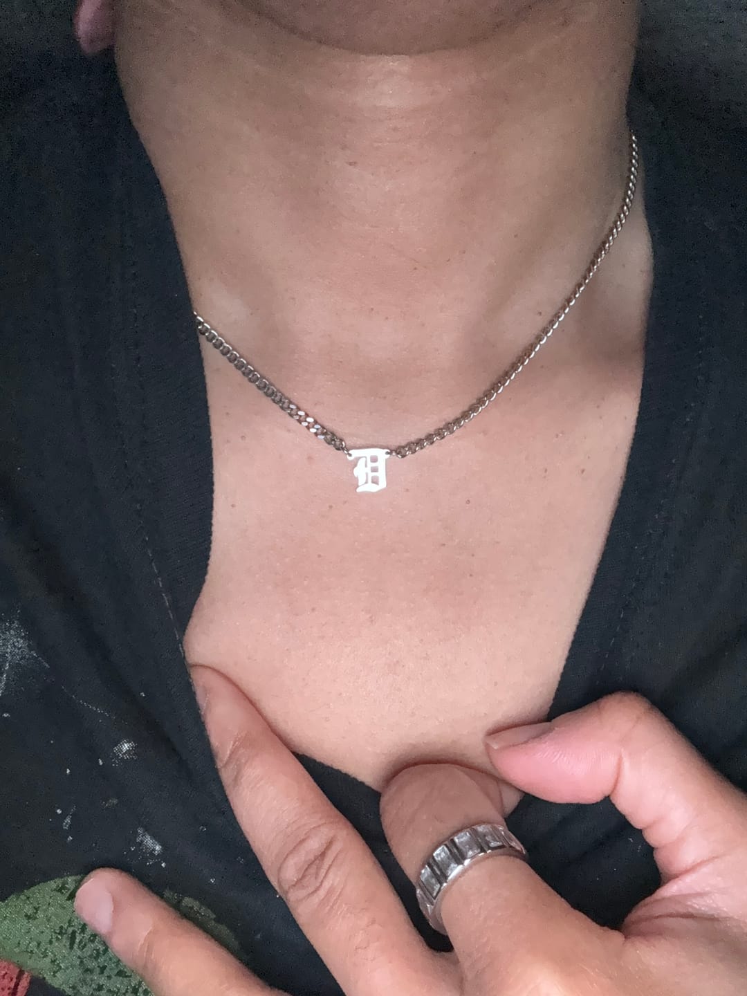 Customer photo review of Cuban Initial Necklace