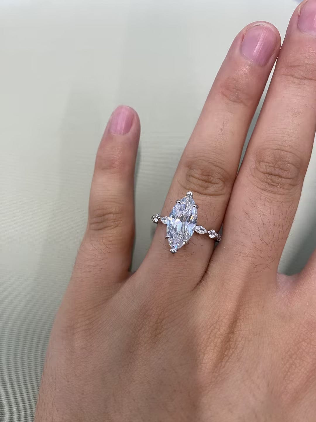 Customer photo review of S925 3.0Ct Marquise Cut Engagement Ring Travel Ring Everyday Wearable Ring In Sterling Silver