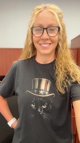 Julie W. wearing Uncle Sam Cat - Premium