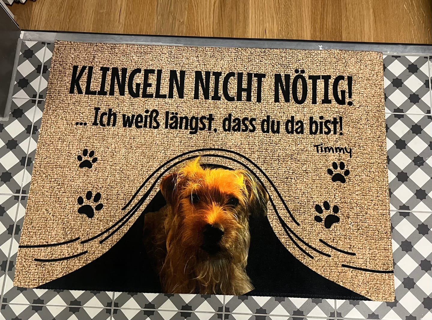 Customer photo review of Personalisierte Fußmatte - Klingeln nicht nötig