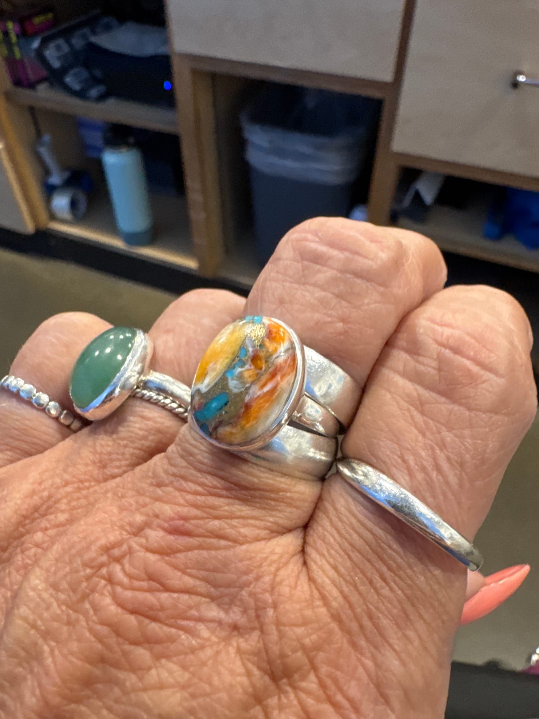 Customer photo review of Oyster Copper Turquoise Ring Sterling Silver