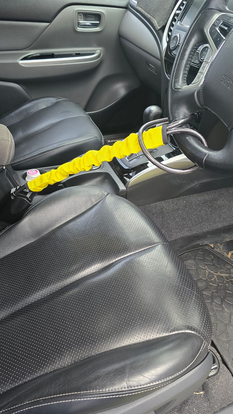Customer photo review of Lock'd Car Defender — Visible Protection That Thieves Can't Ignore