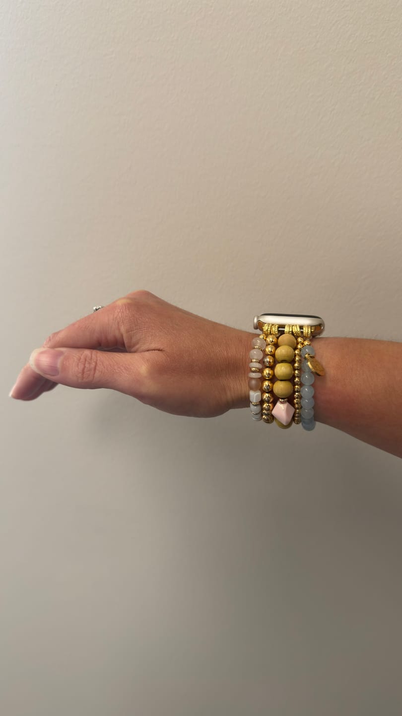 Customer photo review of Apricot Mist Stretch Apple Watch Strap