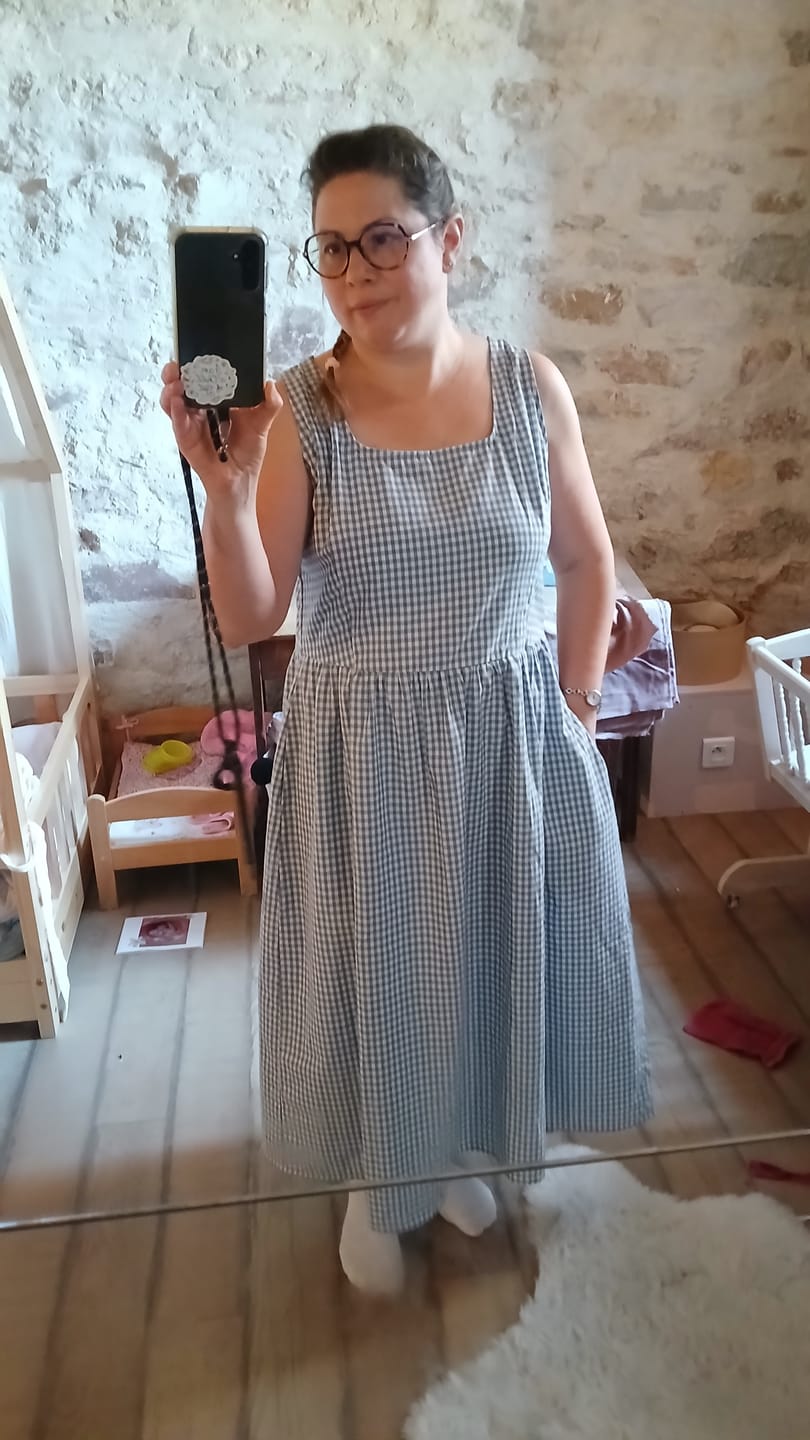 Customer photo review of Robe Solène - coton vichy bleu doux