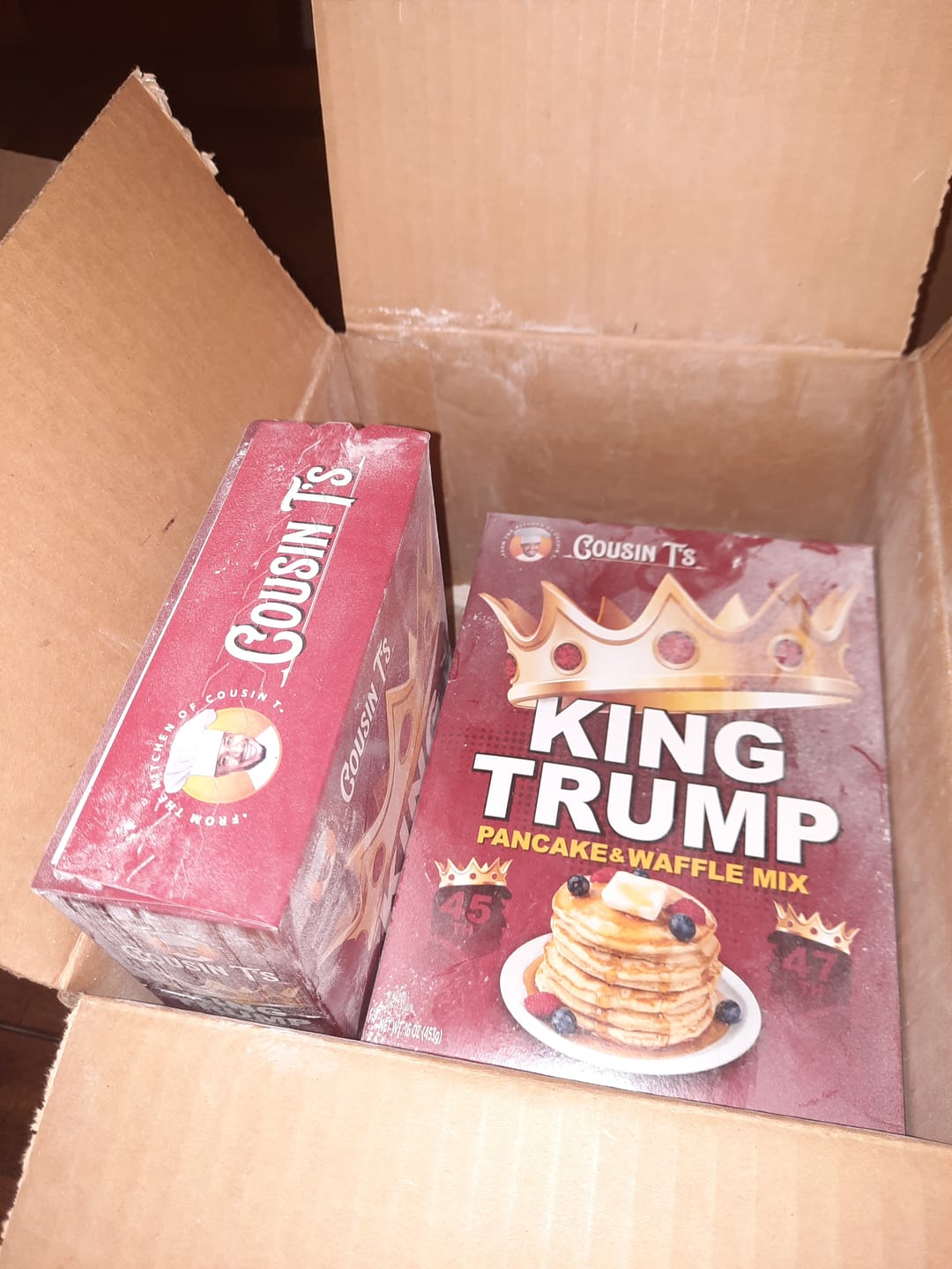 Customer photo review of Cousin T’s - King Trump Pancake & Waffle Mix