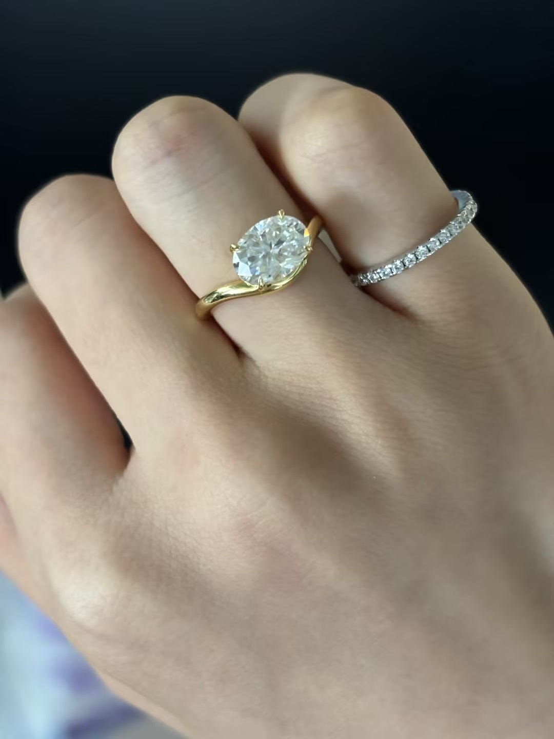 Customer photo review of S925 Moissanite 2.5Ct Oval Cut Solitaire Ring 18K Gold Plated Promise Ring Everyday Wear Ring