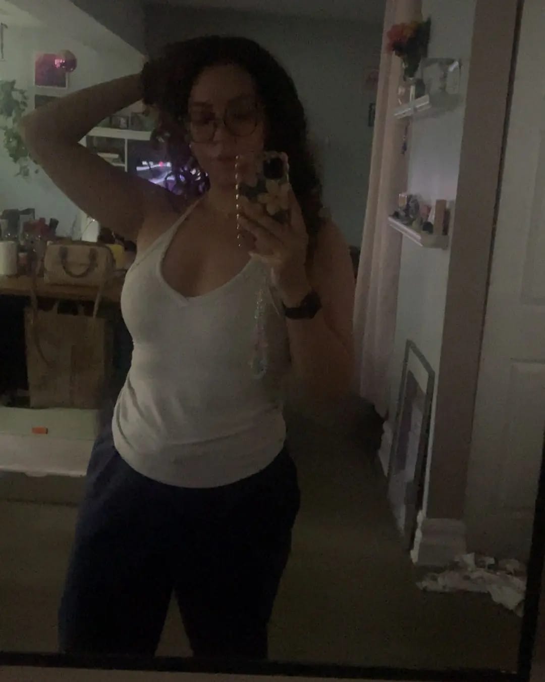 Customer photo review of Built-in Bra Ribbed Solid Tank Top