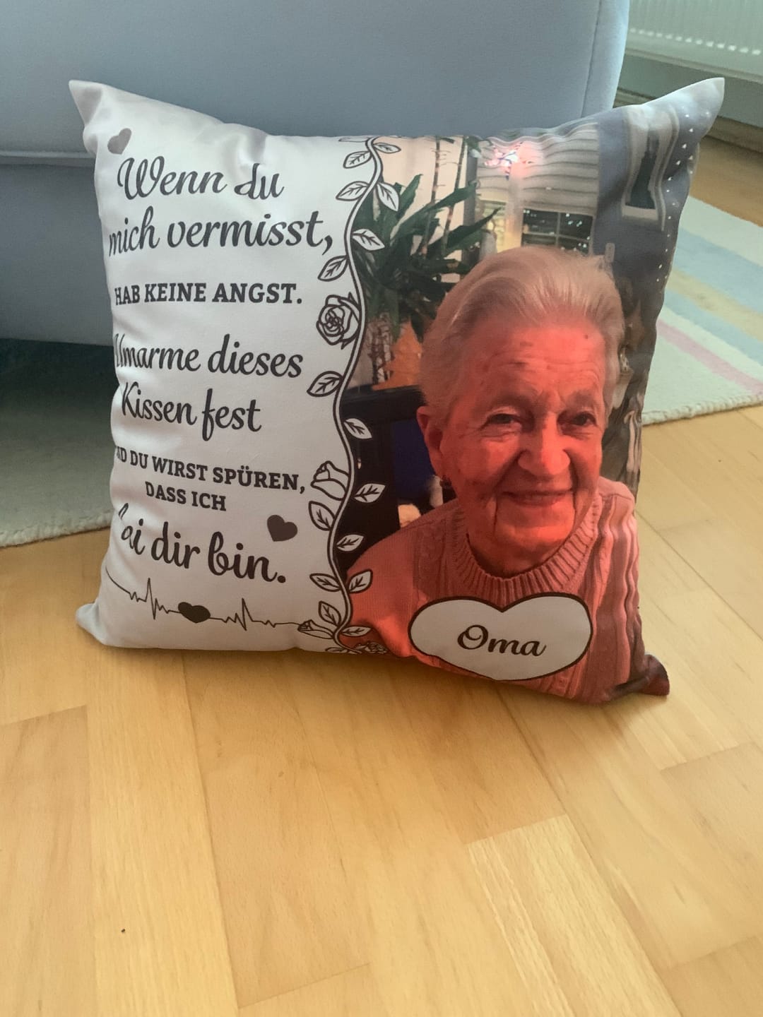 Customer photo review of Wenn du mich vermisst - Personalisiertes Kissen