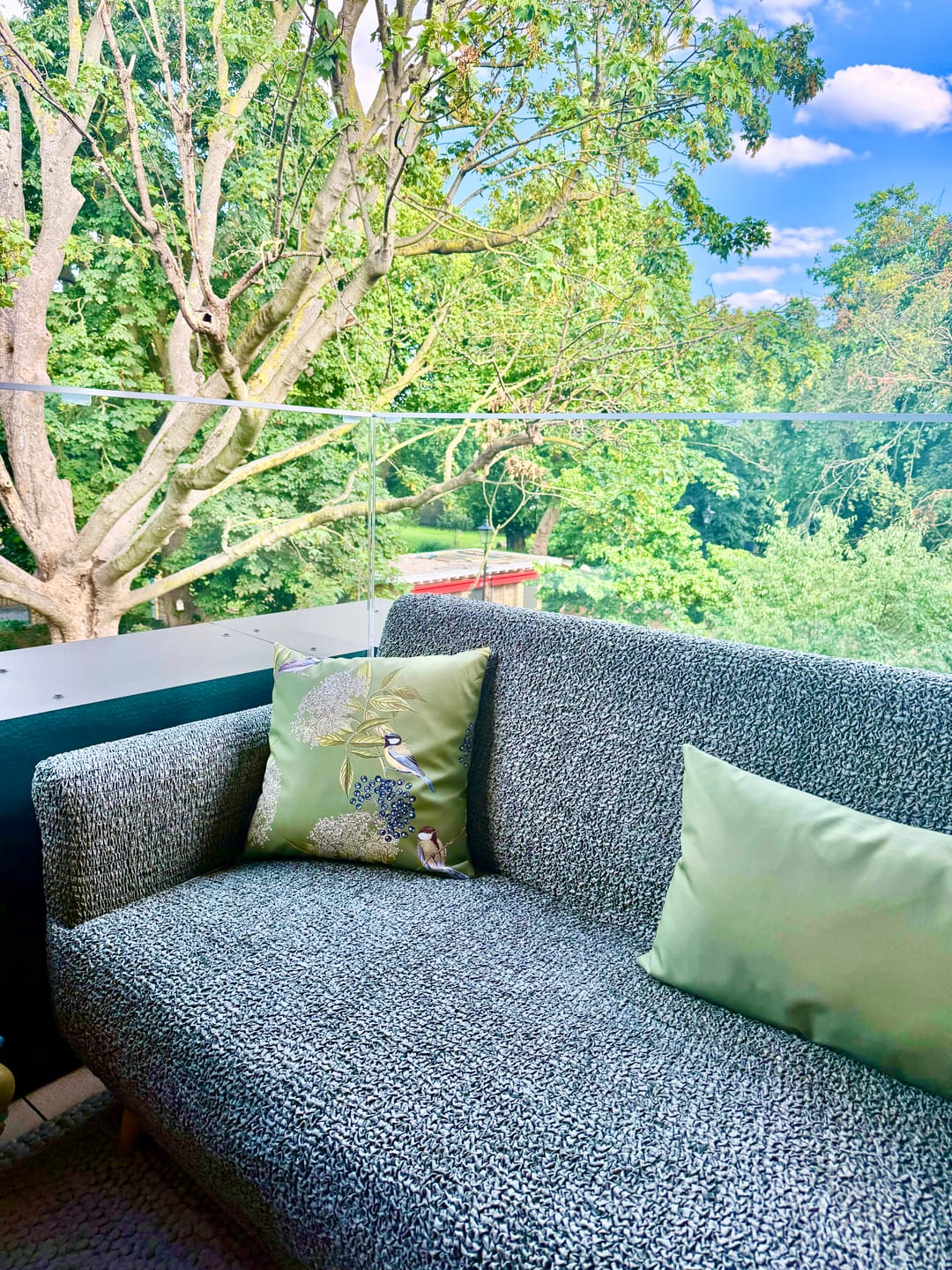 Customer photo review of Outdoor Garden Waterproof Cushion - Bird on Elderflower