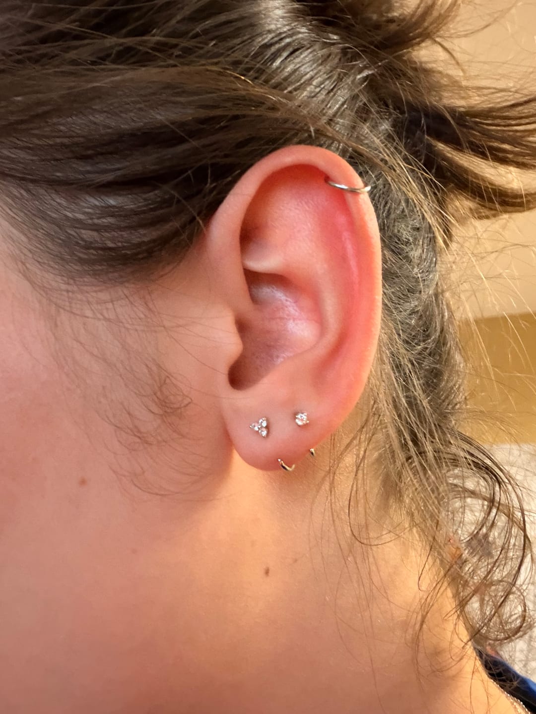 Customer photo review of Stay Close Moissanite Hoops