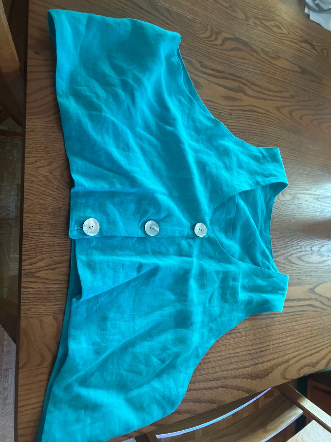 Customer photo review of Pure Linen Fabric 7 oz/y² Turquoise [LSP-L070]