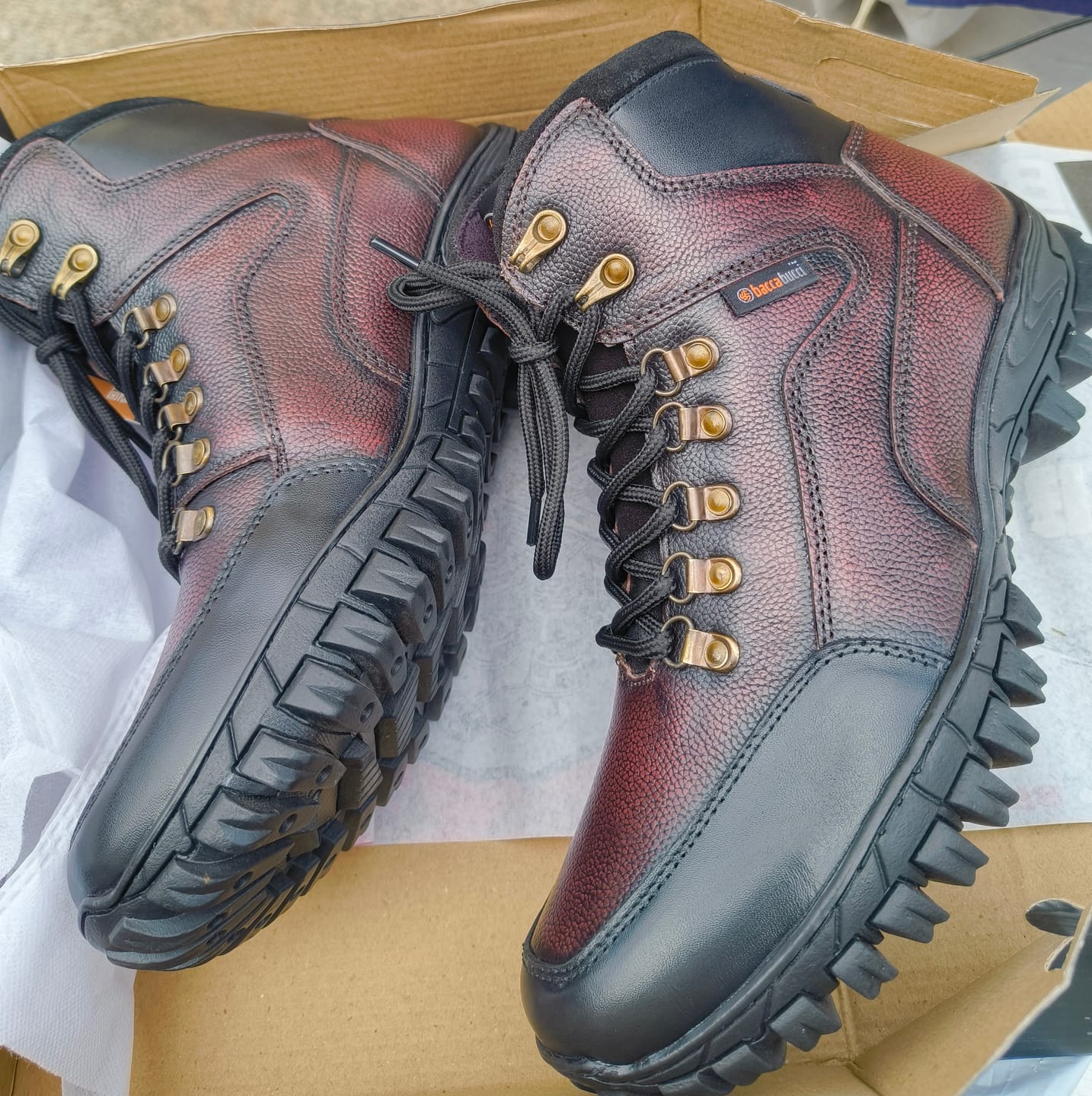 Customer photo review of Bacca Bucci PROTECTOR Leather Motorcycle Boots for Men