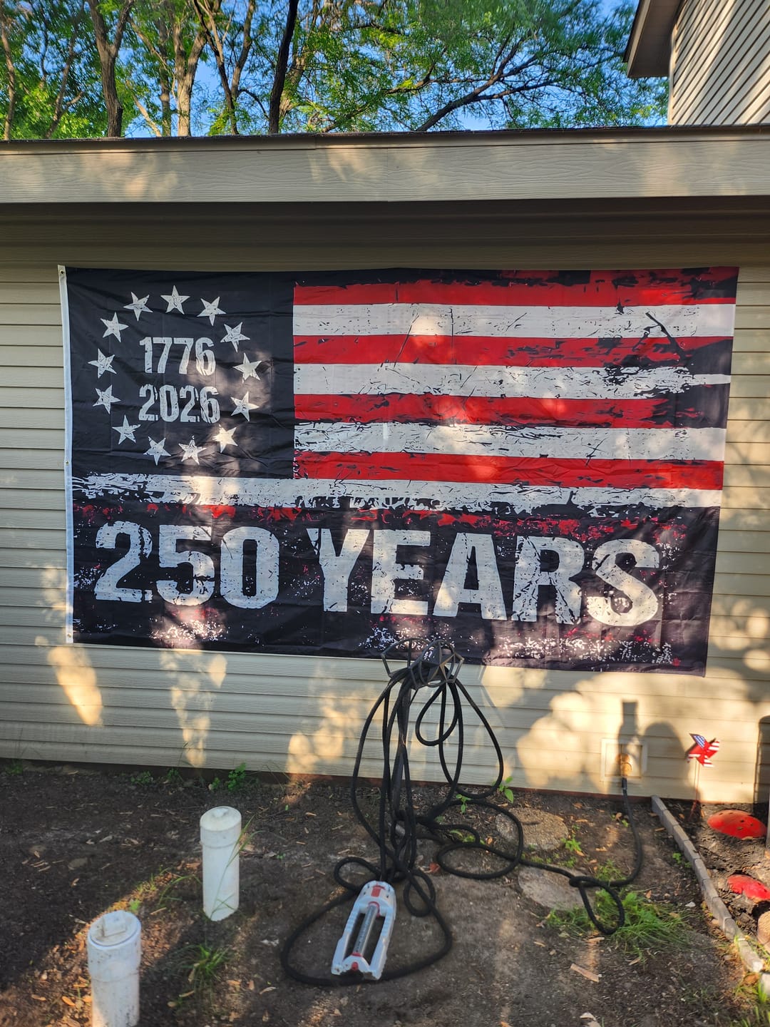 Customer photo review of 6x10 Huge 250 Years American Flag - 4 Times The Size of a Regular Flag!!! 1776-2026 Extra Large Distressed USA Banner