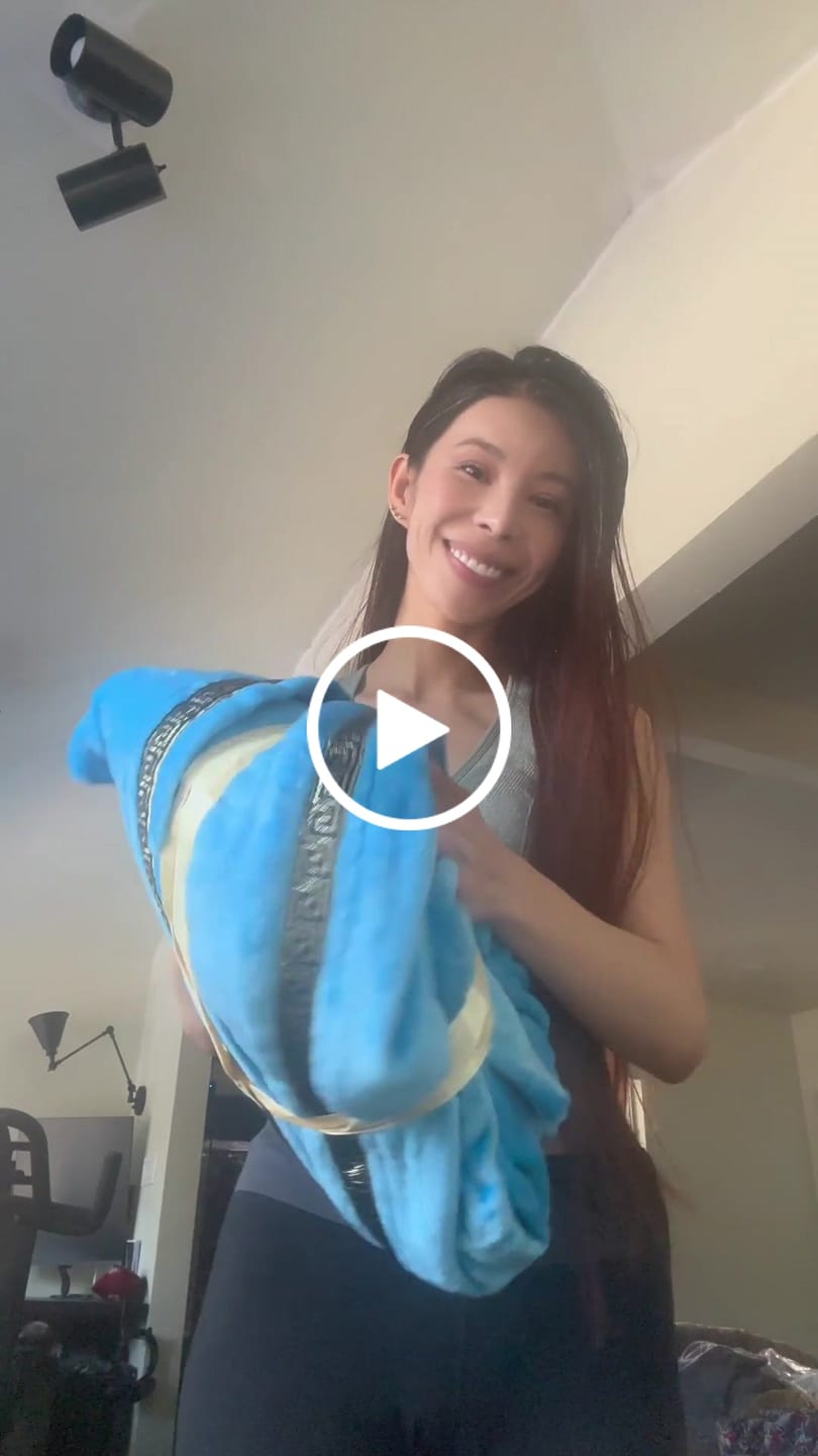 Customer video review of Sky Blue Hooded Royalty Robe With Gold Greek Key Trim